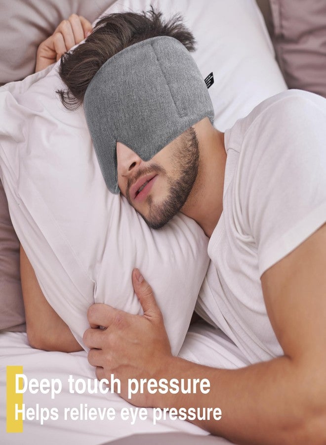 FRESHME Weighted Eye Mask for Sleeping - Gray Blackout (0.7lb/11oz) Cotton Heavy Weighted Eye Pillow for Men Women, Oversize Large Soft Sleep Face Eyes Cover with Nose Pad for Sidesleeper - Image 3